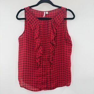 3For$20 Elle Red and Black Houndstooth Blouse Size small